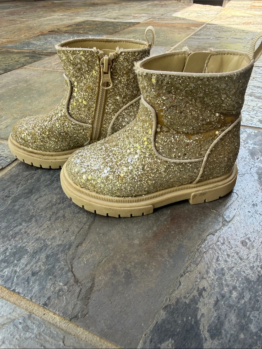 Cat & Jack Gold Glitter Zip Boots for Kids